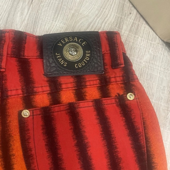 VTG Versace Jeans Couture Women’s Jeans Striped Pants Sz 28 Sz 42 Italy rare - Picture 9 of 14